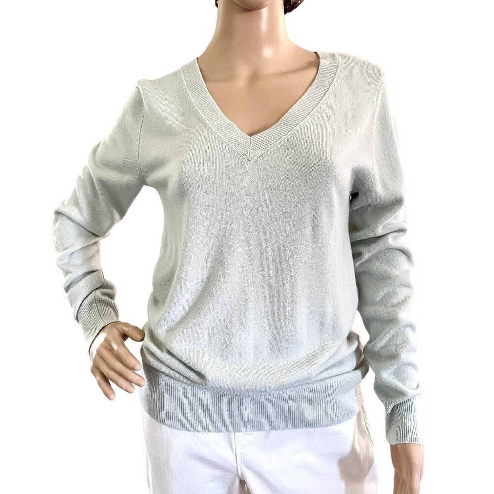 Croft and Barrow Womens V Neck Sweater Size S Light Green